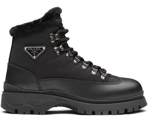 prada shearling lined ankle boots|prada combat boots.